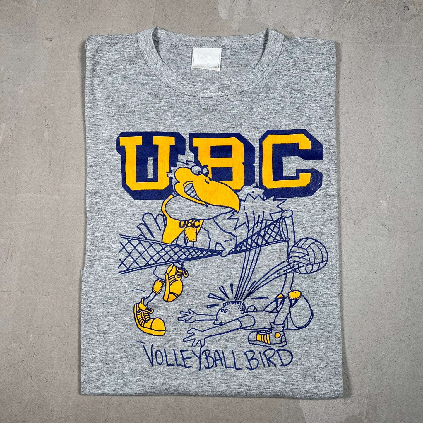 1980s University Of British Columbia ThunderBirds Logo Grey Tee Size XL USED v19117