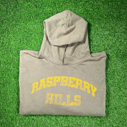 GV Gallery Raspberry Hills Yellow Logo Olive Green Hoodie Size Large Crooped USED x16700