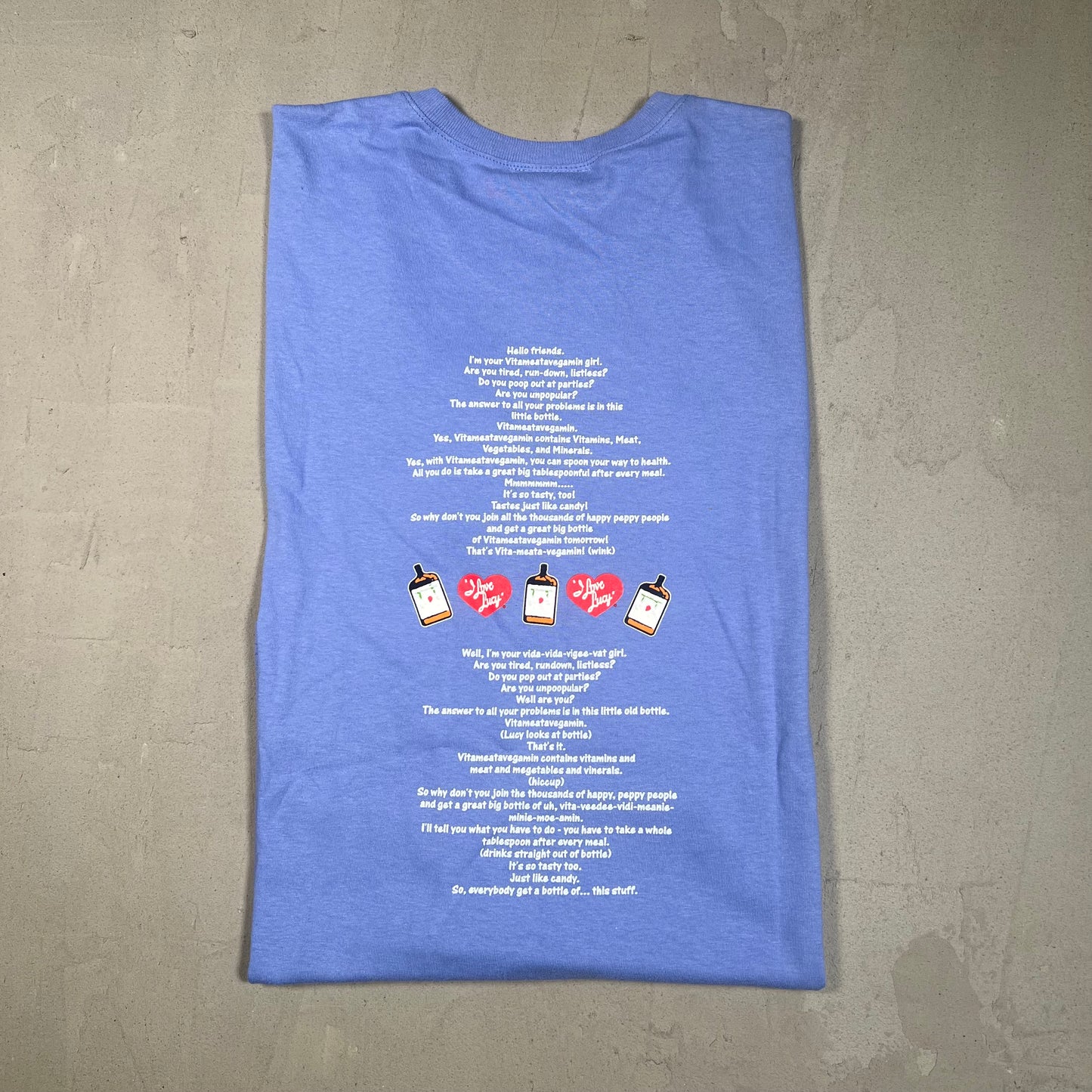 2003 I Love Lucy Vitameatavegamin Blue Tee Size XL NEW v16257