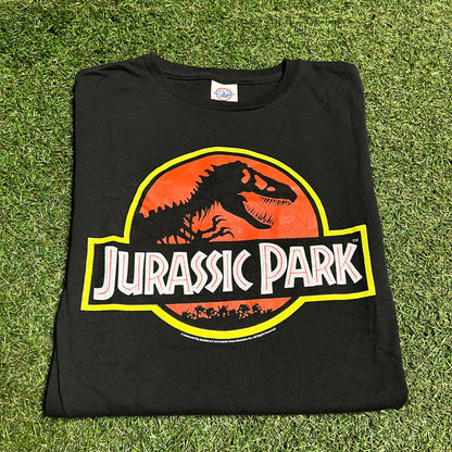 Y2K Jurassic Park Black Logo Tee Size Medium USED v16316