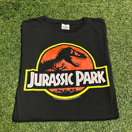 Y2K Jurassic Park Black Logo Tee Size Medium USED v16316