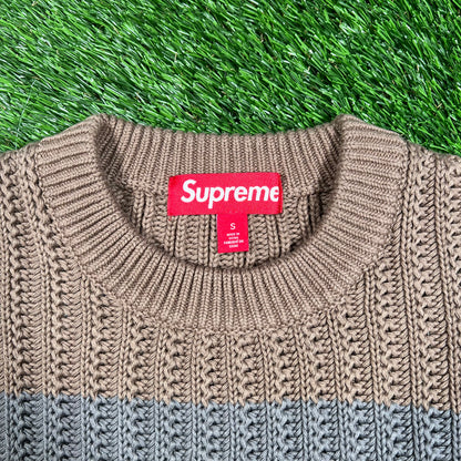 Supreme Loose Gauge Stripe Small Box Sweater Khaki (2025) Size Small NEW x15648