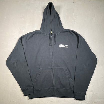 Kids of Immigrants Black Waffle Thermal Hoodie Size Large USED x17549