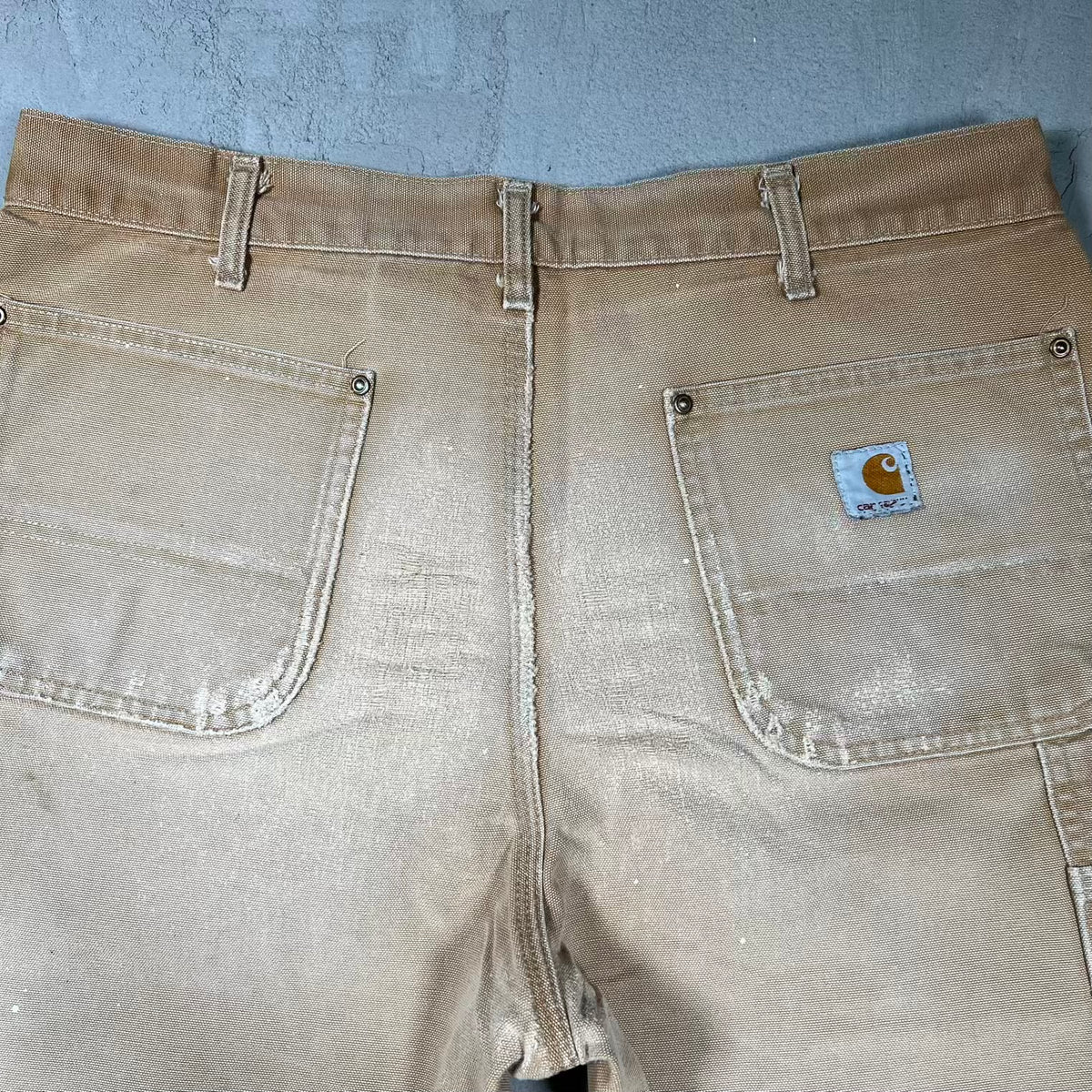 Y2K Carhartt Thrashed Tan Double Knees Size 36 USED v20432