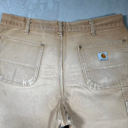 Y2K Carhartt Thrashed Tan Double Knees Size 36 USED v20432
