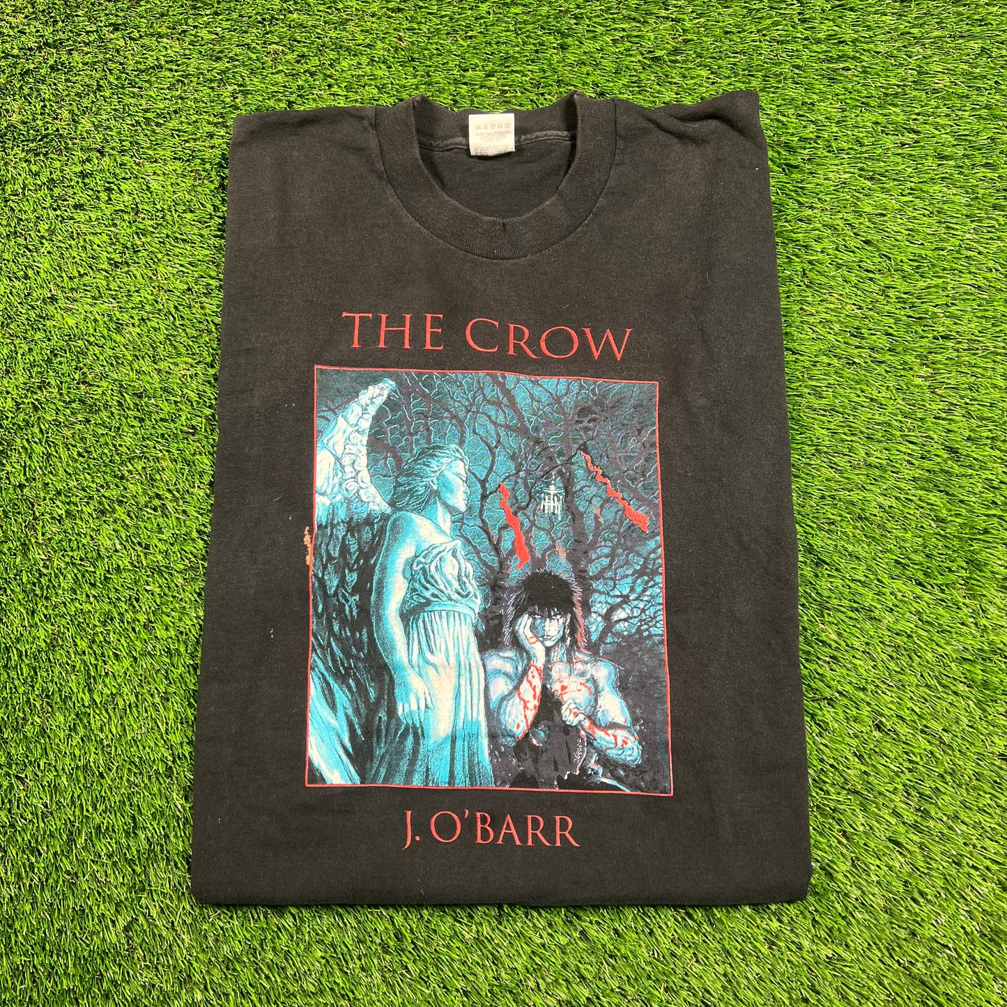 1994 The Crow J Obarr Pain Fear Black Tee Size XL USED v18313