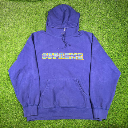 Supreme Collegiate Acronym Dark Royal Hoodie Size XL USED x15871