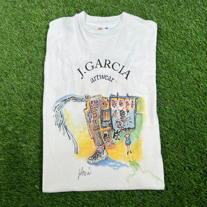 1995 Jerry Garcia Artwear Special Olympics White Tee Size Small USED v16608