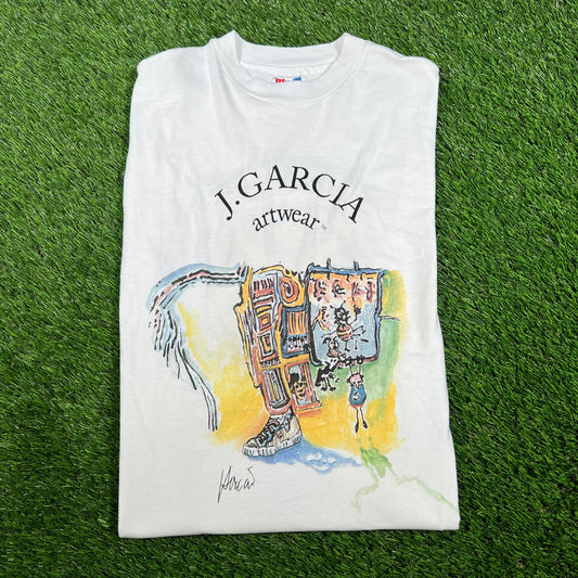 1995 Jerry Garcia Artwear Special Olympics White Tee Size Small USED v16608