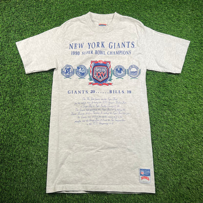 1990 New York Gaints "Super Bowl XXV Champions" Grey Tee Size Medium USED v18490