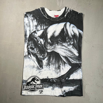 1993 Jurassic Park Full Print Blood Claws Tee Size XL USED v15045