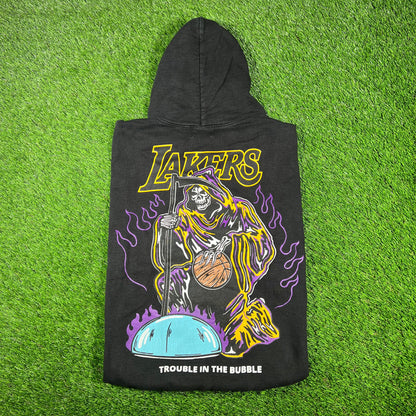 Warren Lotas Lakers Trouble in The Bubble Black Hoodie Size Large USED x14753