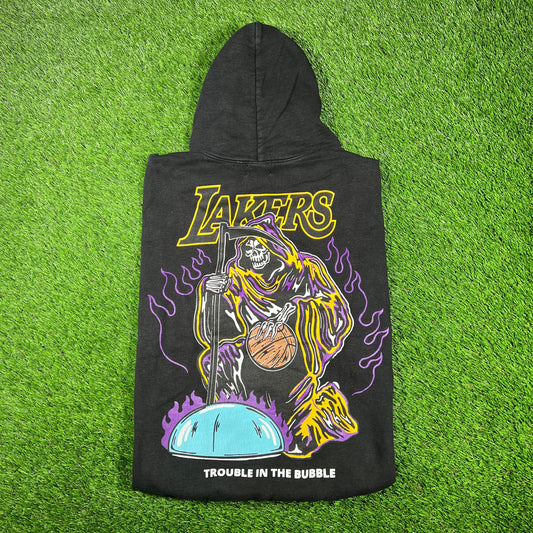 Warren Lotas Lakers Trouble in The Bubble Black Hoodie Size Large USED x14753