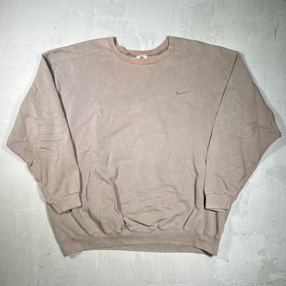 1990s Nike Washed Brown Crewneck Size XXL USED v20198