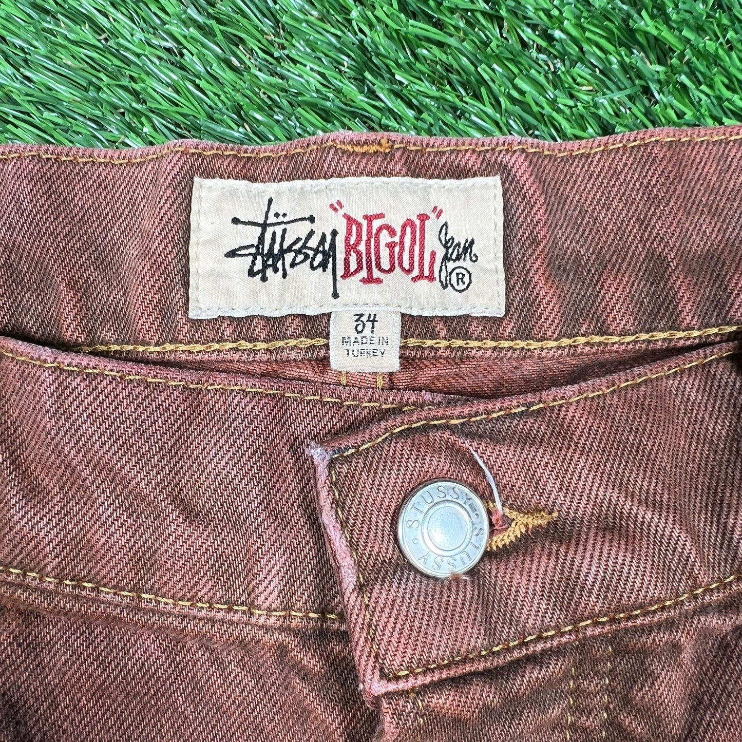 Stussy Bigol Jean Shorts Red Shorts Size 34 USED x14699