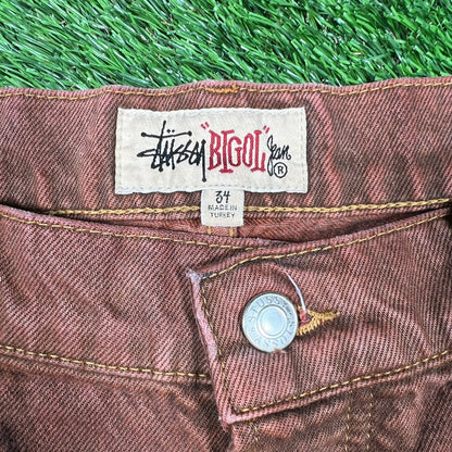 Stussy Bigol Jean Shorts Red Shorts Size 34 USED x14699