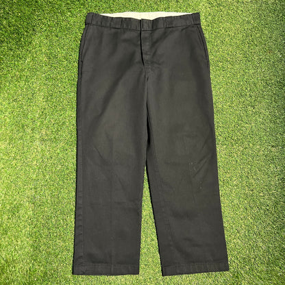 Dickies Wide Leg Black Work Pants Size 38 USED v16086