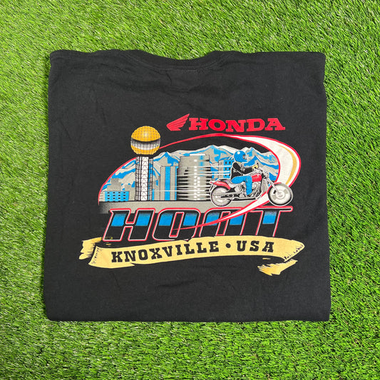 Y2K Honda Hoot Knoxvile USA Racing Black Tee Size XL USED v18129