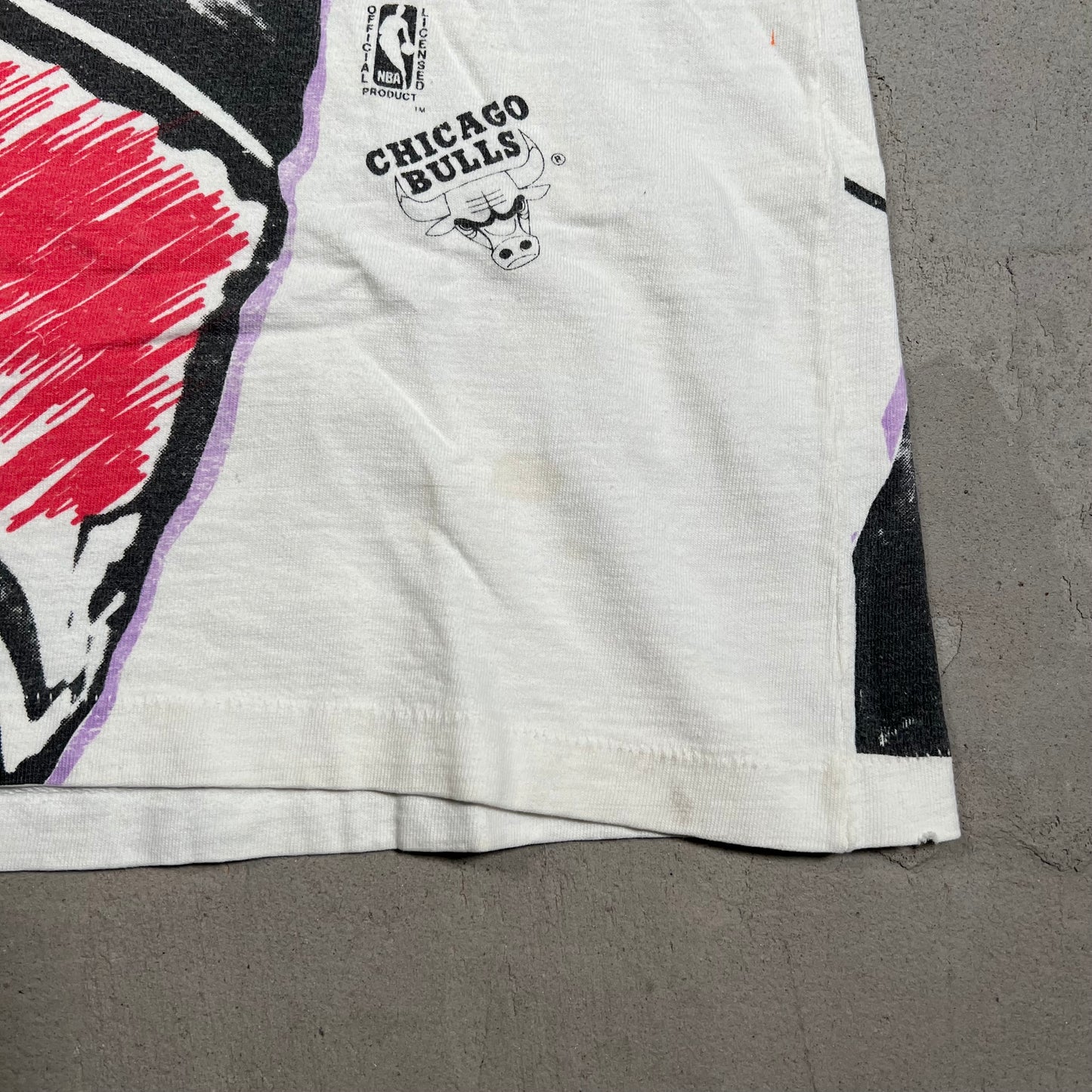 1990s Michael Jordan Magic Johnson Tag Full Print Purple/White Tee Size Small USED v5614