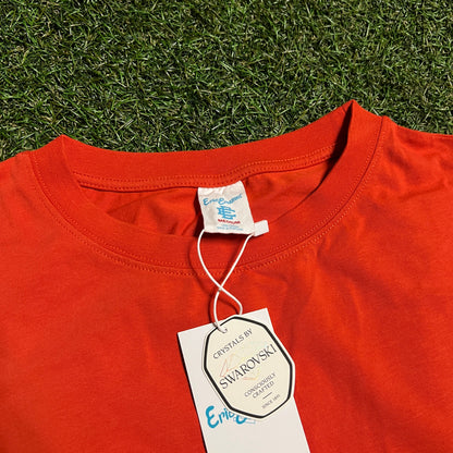 Eric Emanuel Swarovski Crystals Orange Tee Size Medium NEW x14083