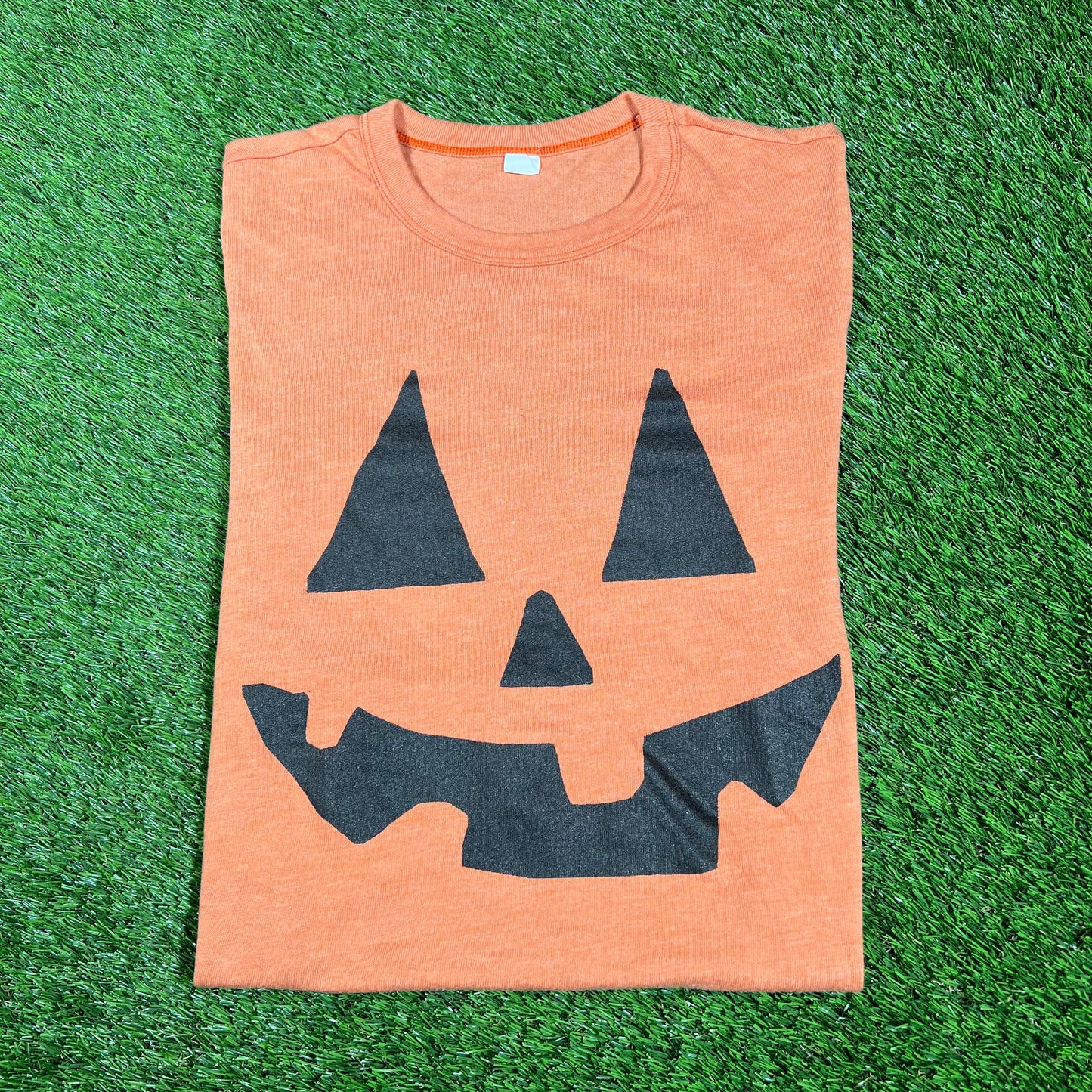 1980s Orange Jack O'Lantern Tee Size Small USED v17358