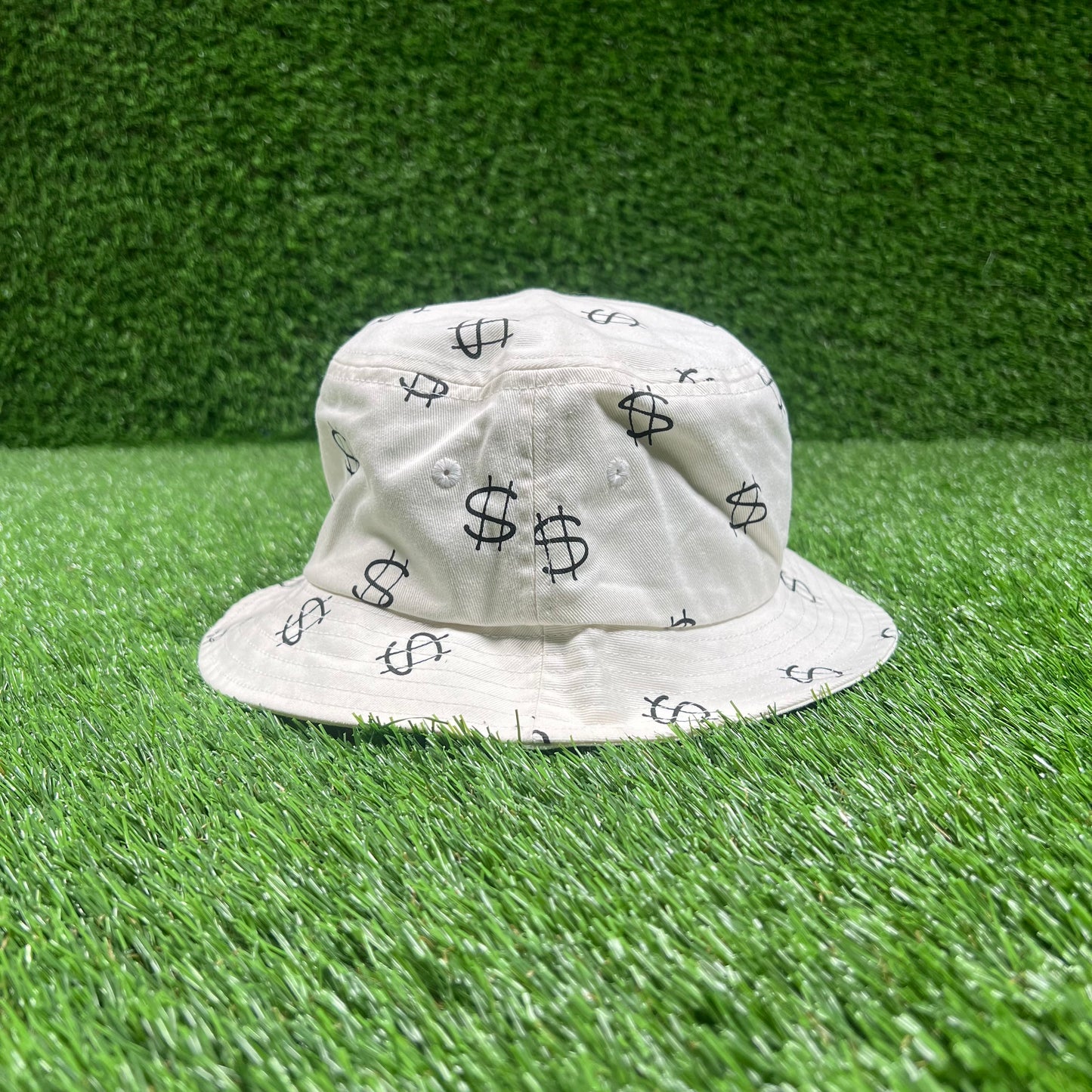 Stussy White Money Sign Bucket Hat One Size NEW x15729