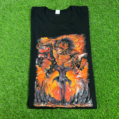 Black Modern Anime Flames Shirt Size XXL USED v16664