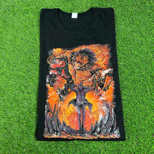 Black Modern Anime Flames Shirt Size XXL USED v16664