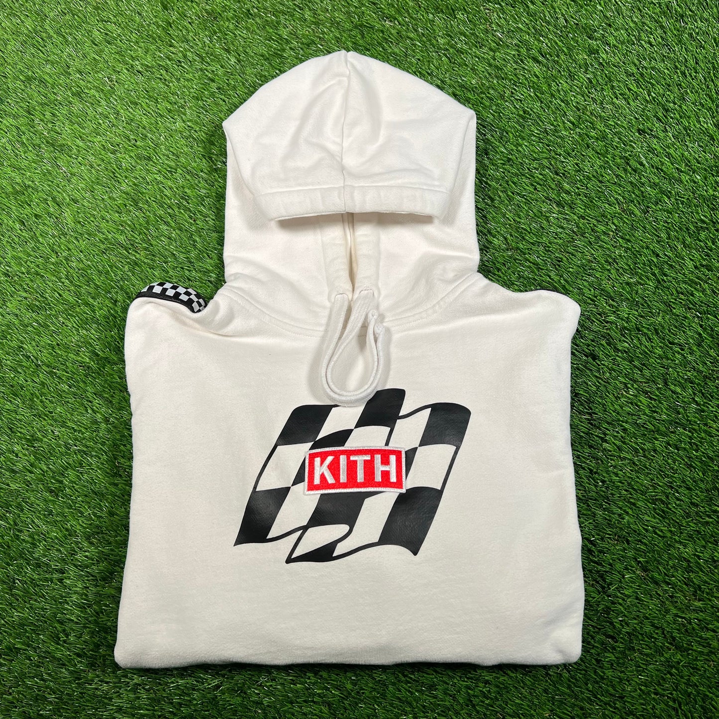 Kith Flag Wave Box Logo White Hoodie Size Small USED x15367