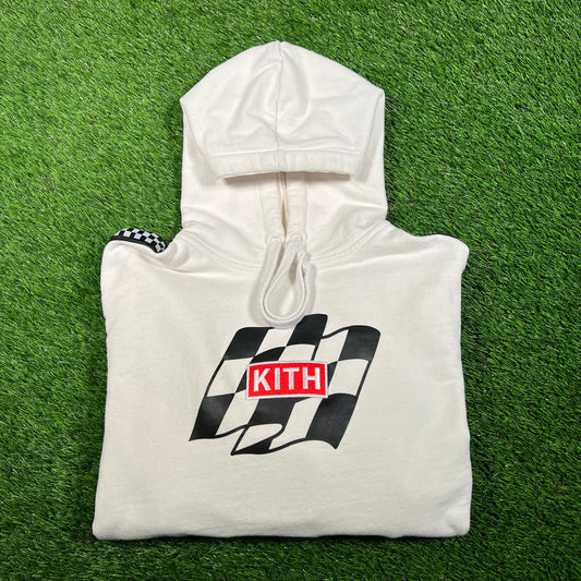 Kith Flag Wave Box Logo White Hoodie Size Small USED x15367