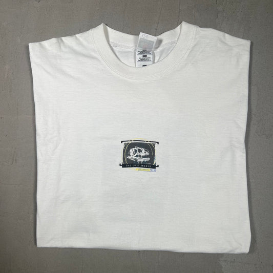 1997 Jurassic Park Lost World Crew White Tee Size XXL USED v15047