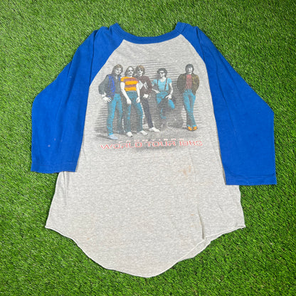 1983 Journey Frontiers Alien Grey/Blue Baseball Tee Size Medium USED v16630