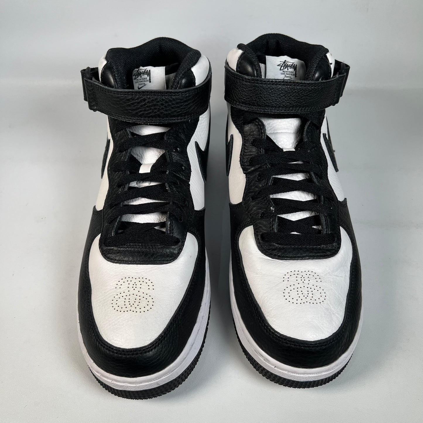 Nike Air Force 1 Mid Stussy Light Bone Black (2022) Size 10.5 USED s22287