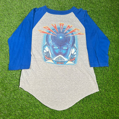 1983 Journey Frontiers Alien Grey/Blue Baseball Tee Size Medium USED v16630