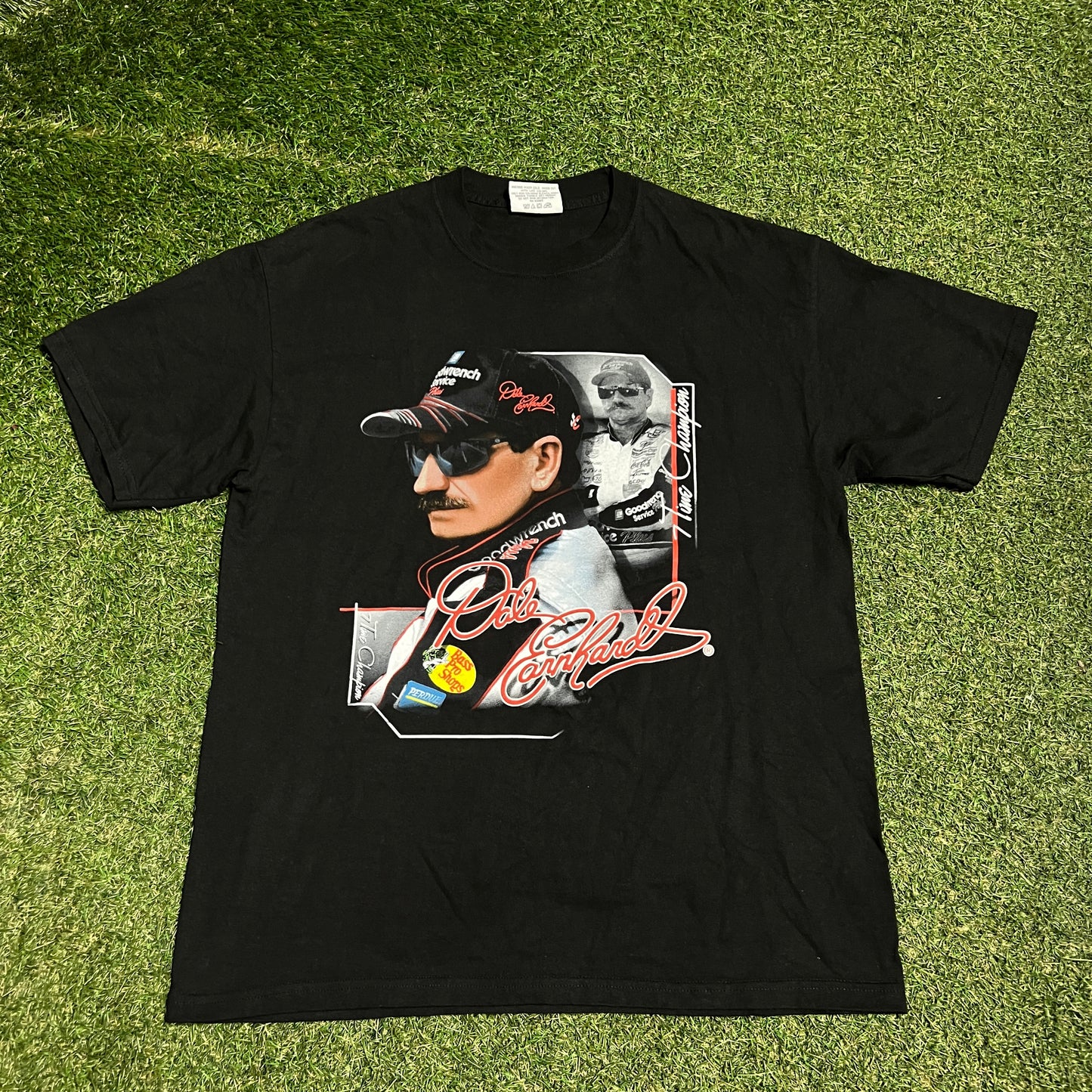 Chase Authentics Dale EarnHardt Bass Pro Black Tee Size Large USED v15969
