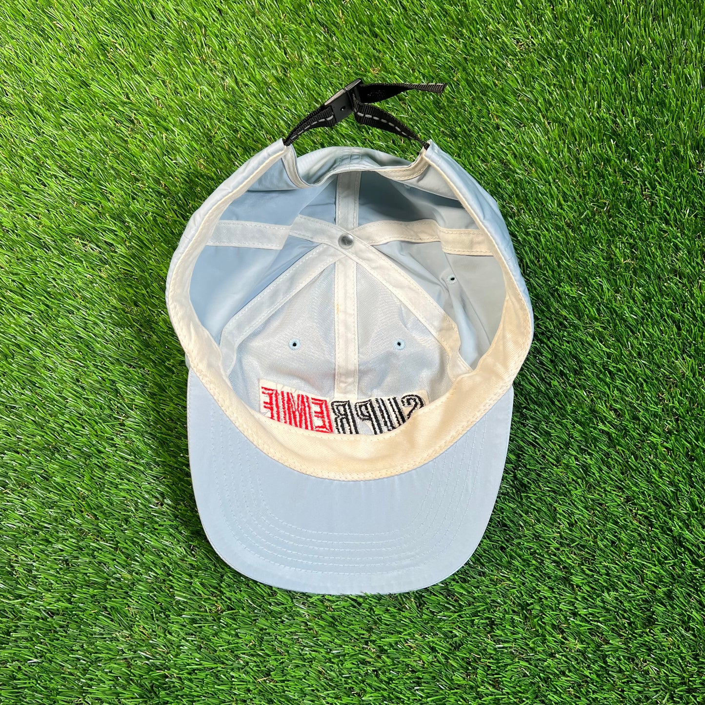 Supreme New York 2 Tone Nylon 6 Panel Hat Light Blue (2018) USED x16908