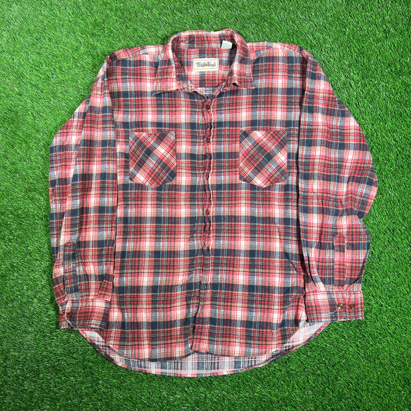 1990s Trail End Red Flannel Size XL USED v18233