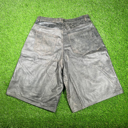 GV Gallery Raspberry Hills Brown Leather Double Knee Shorts Size Medium USED x15154