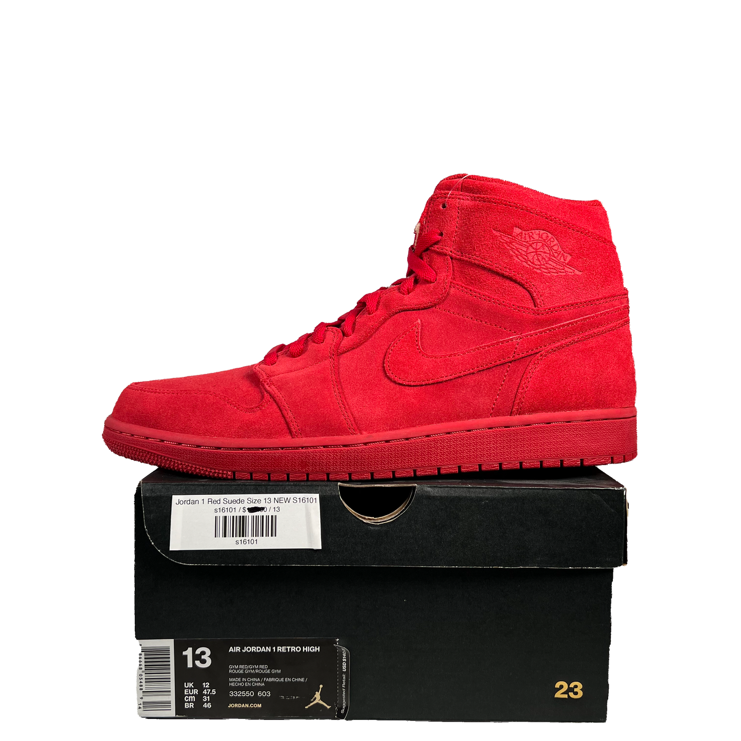 Jordan 1 Red Suede Size 13 NEW S16101