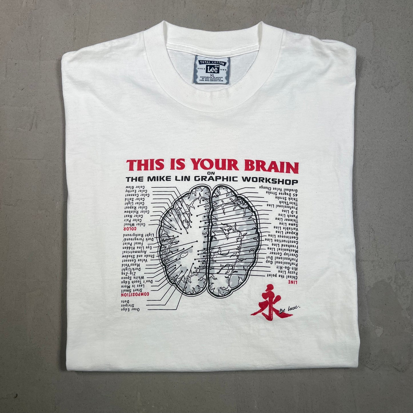 Y2K "This is Your Brain" White Art Tee Size XL USED v19383