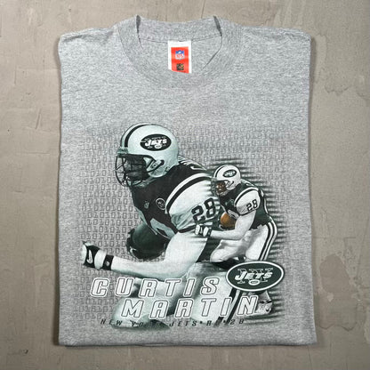 Y2K New York Jets Curtis Martin Grey Tee Size Large USED v20294