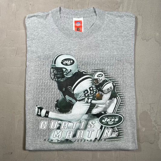 Y2K New York Jets Curtis Martin Grey Tee Size Large USED v20294