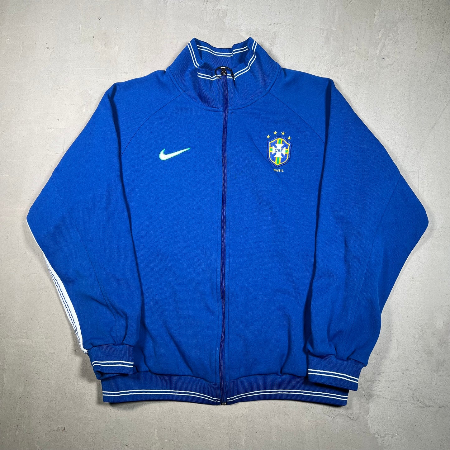 1990s Nike Brasil Blue Zip Up Track Jacket Size Medium USED v19311