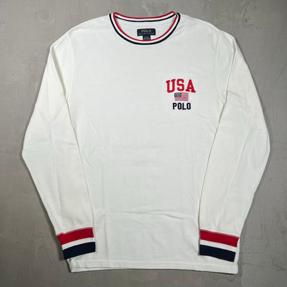 Polo Ralph Lauren White "USA" Thermal Size Medium USED v19034