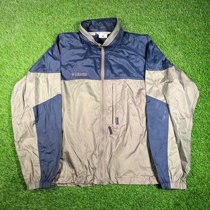 Y2K Columbia "Packable" Green/Navy Full Zip Windbreaker SIze XL USED v17846