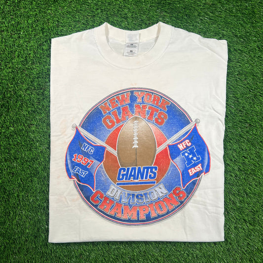 1997 New York Gaints "Division Champion" White Tee Size Large USED v18485