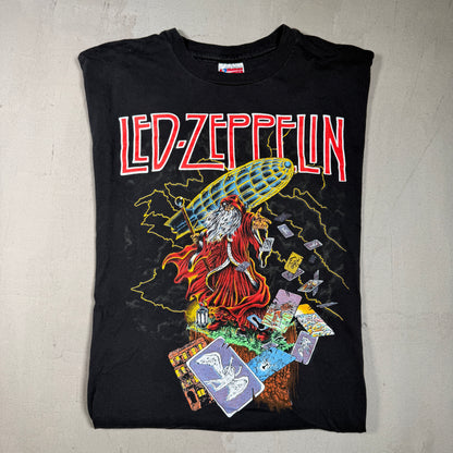 1988 Led Zeppelin Wizard Zoso Blimp Black Tee Size XL USED v15388