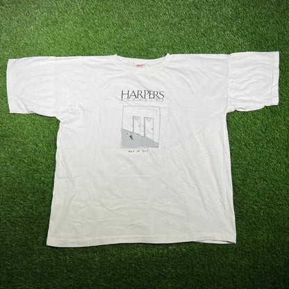 Harper's Magazine "Buy or Die" White Tee Size XL USED v17009