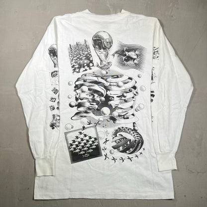 1991 MC Escher AOP Art White Longsleeve Size XL USED v20228