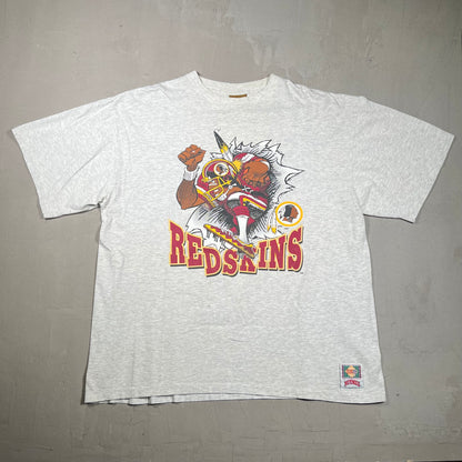 1990s Washington Redskins "Breakthrough" Double Sided Grey Tee Size XL USED v16104